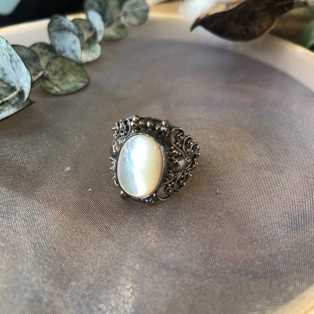 Antique Silver & Mother of Pearl Ring